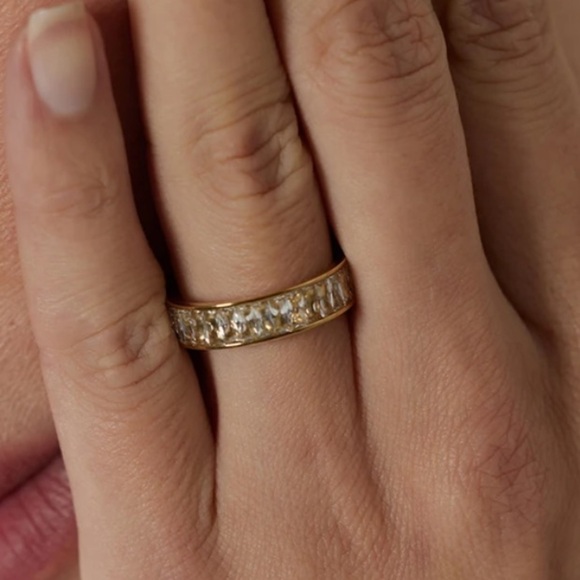 Cubic Zirconia Ring Jewelry Exquisite Wedding Engagement Band Gold Plated 8 New - Picture 6 of 14